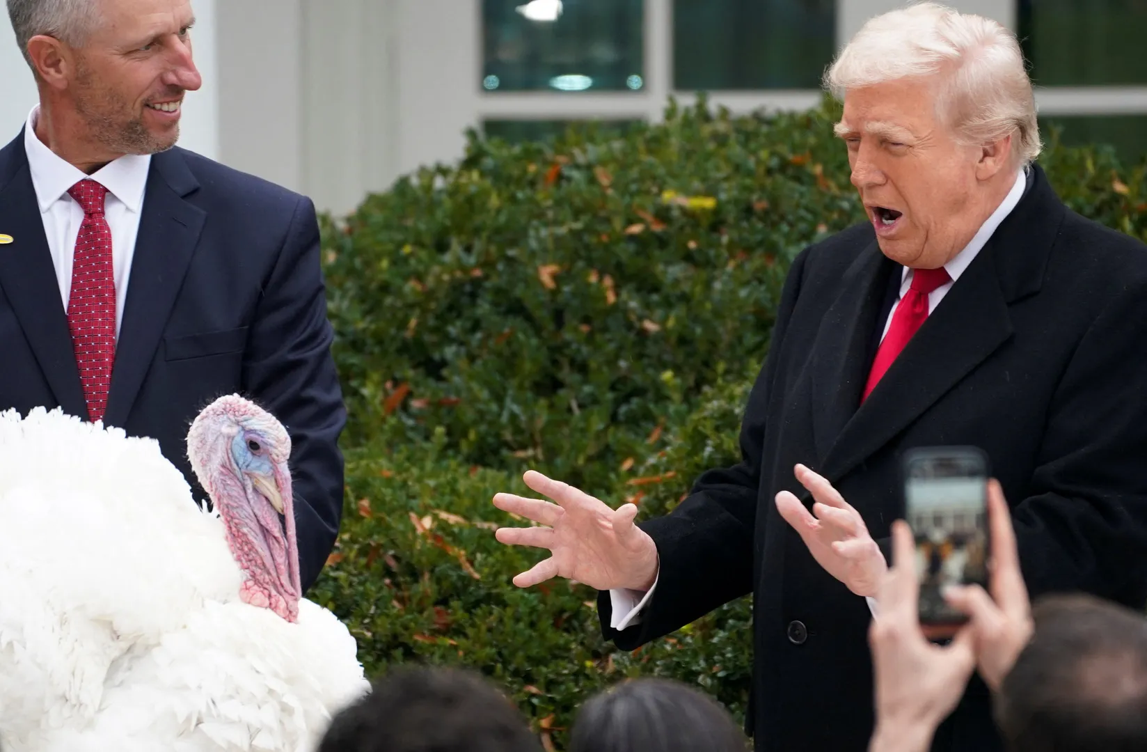 ‘Gobble and Waddle’: Trump pardons Thanksgiving turkeys, blasts Democrats | Donald Trump