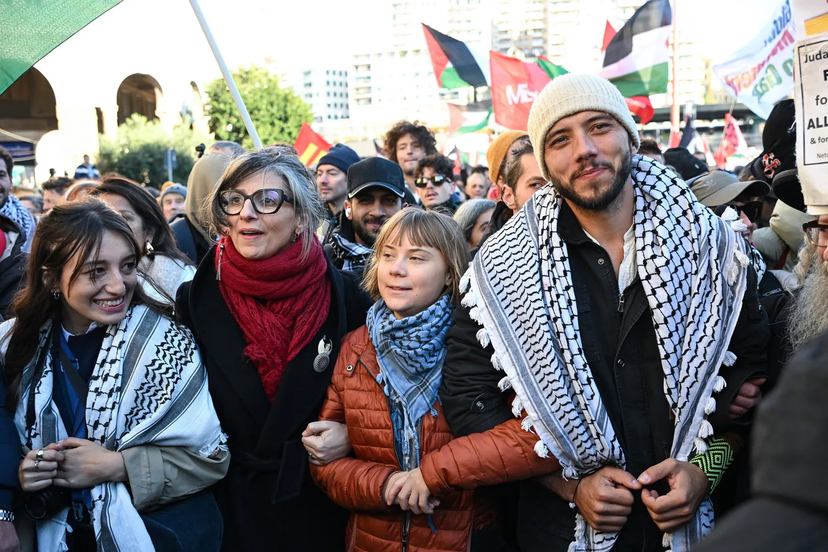 Thunberg and Albanese join pro-Palestine protests in Italy | Protests