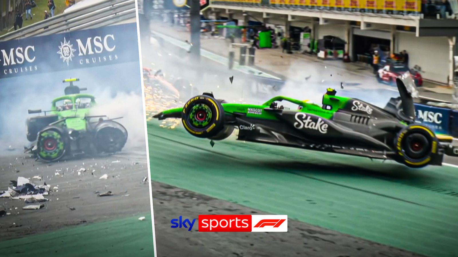 Bortoleto AIRBORNE after HUGE crash on final lap of sprint