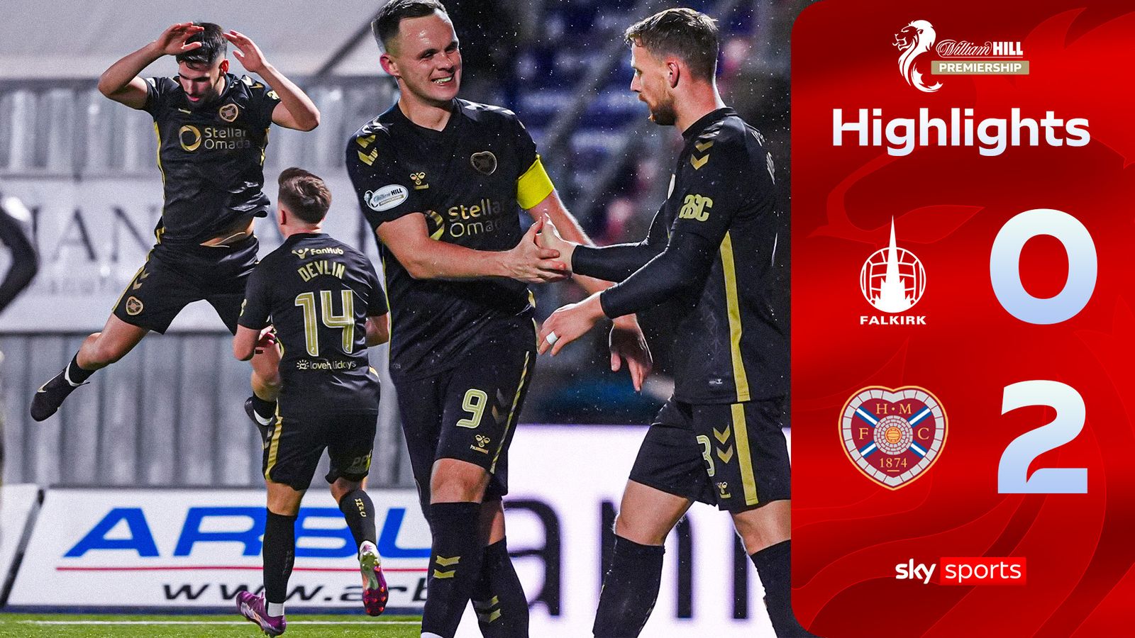 Hearts extend lead at the top to six points after cruising past Falkirk!