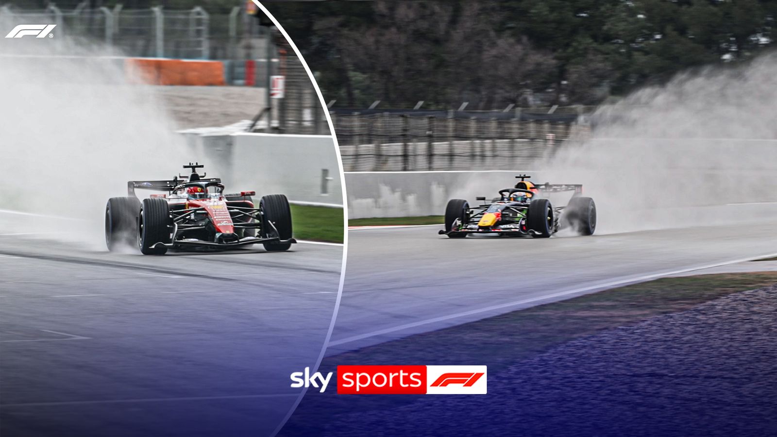 Ferrari and Red Bull take on rain-hit testing in Barcelona