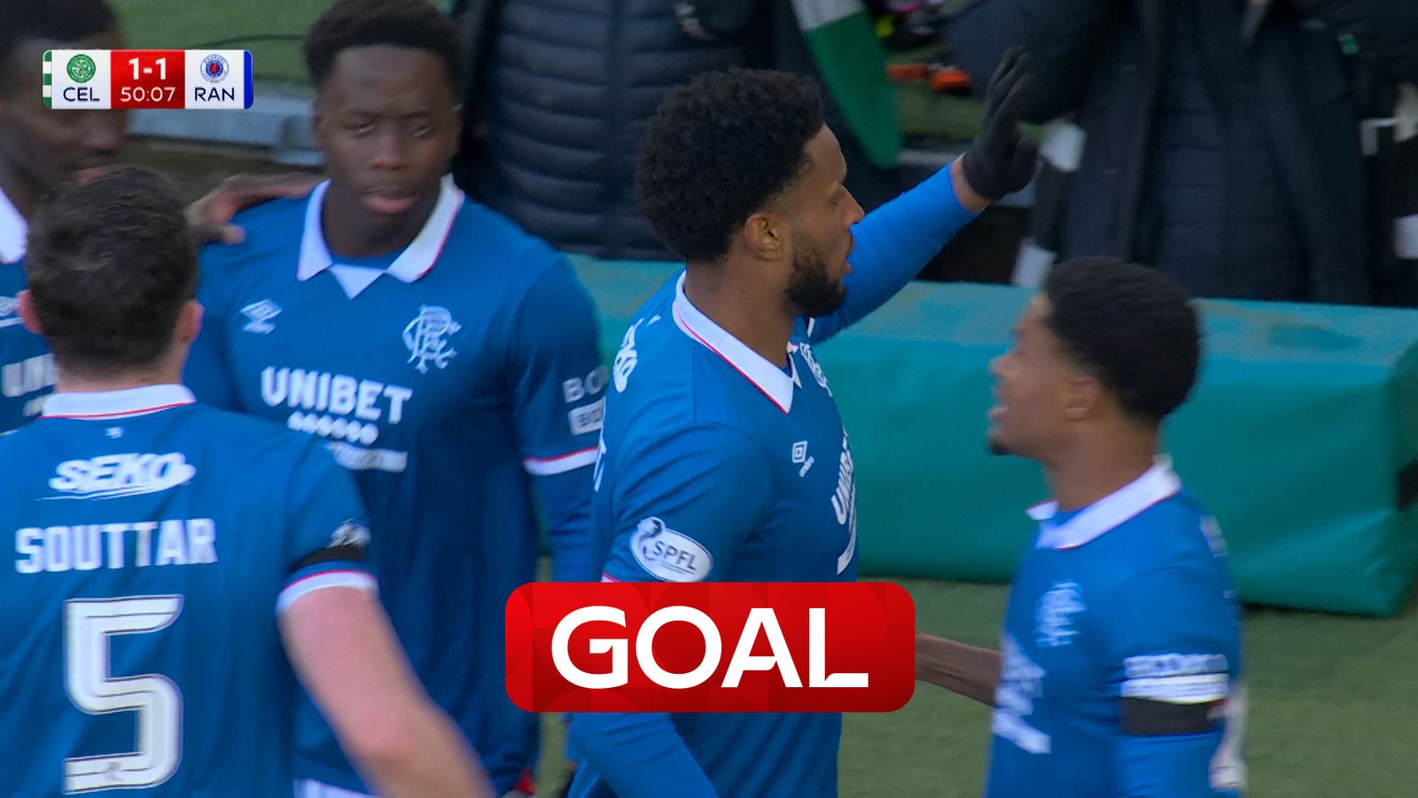 Game on! Chermiti puts it away for Rangers to level the score in the Old Firm!